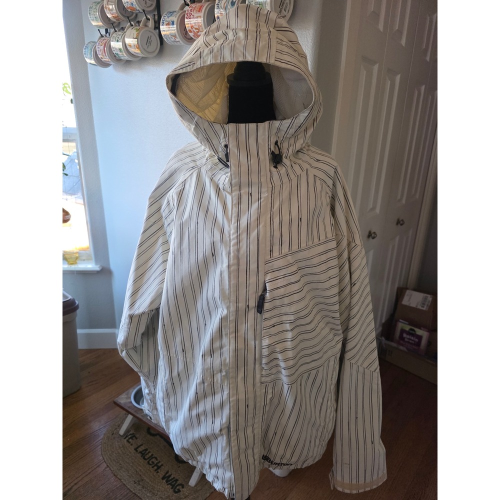Burton Shaun White Collection Pinstripe Snowboard Jacket Mens Cream Black
